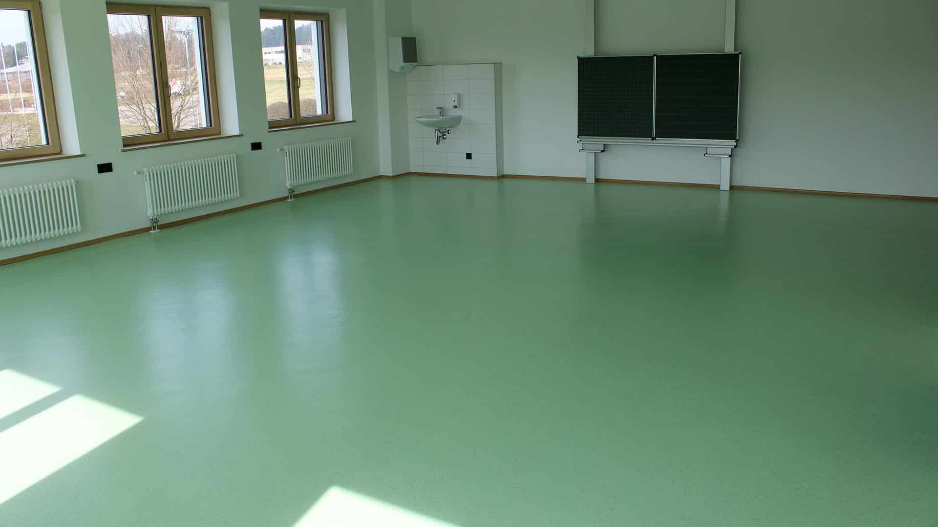 Renovation school classroom green floor