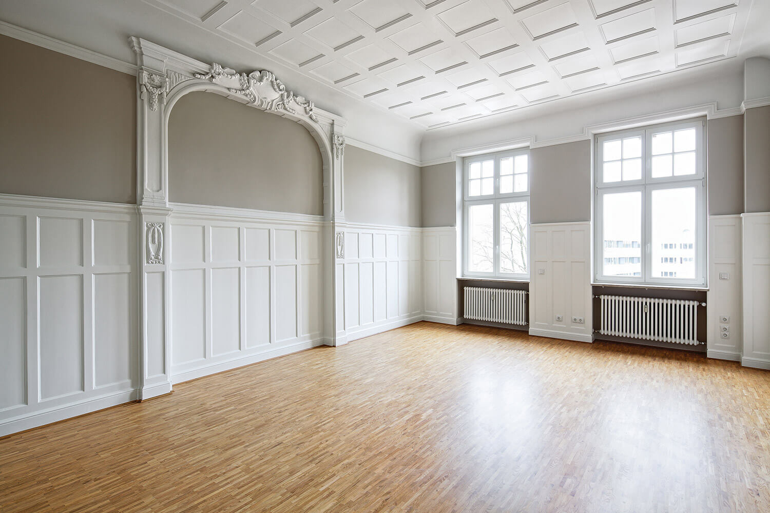 Historical building with oak parquet flooring