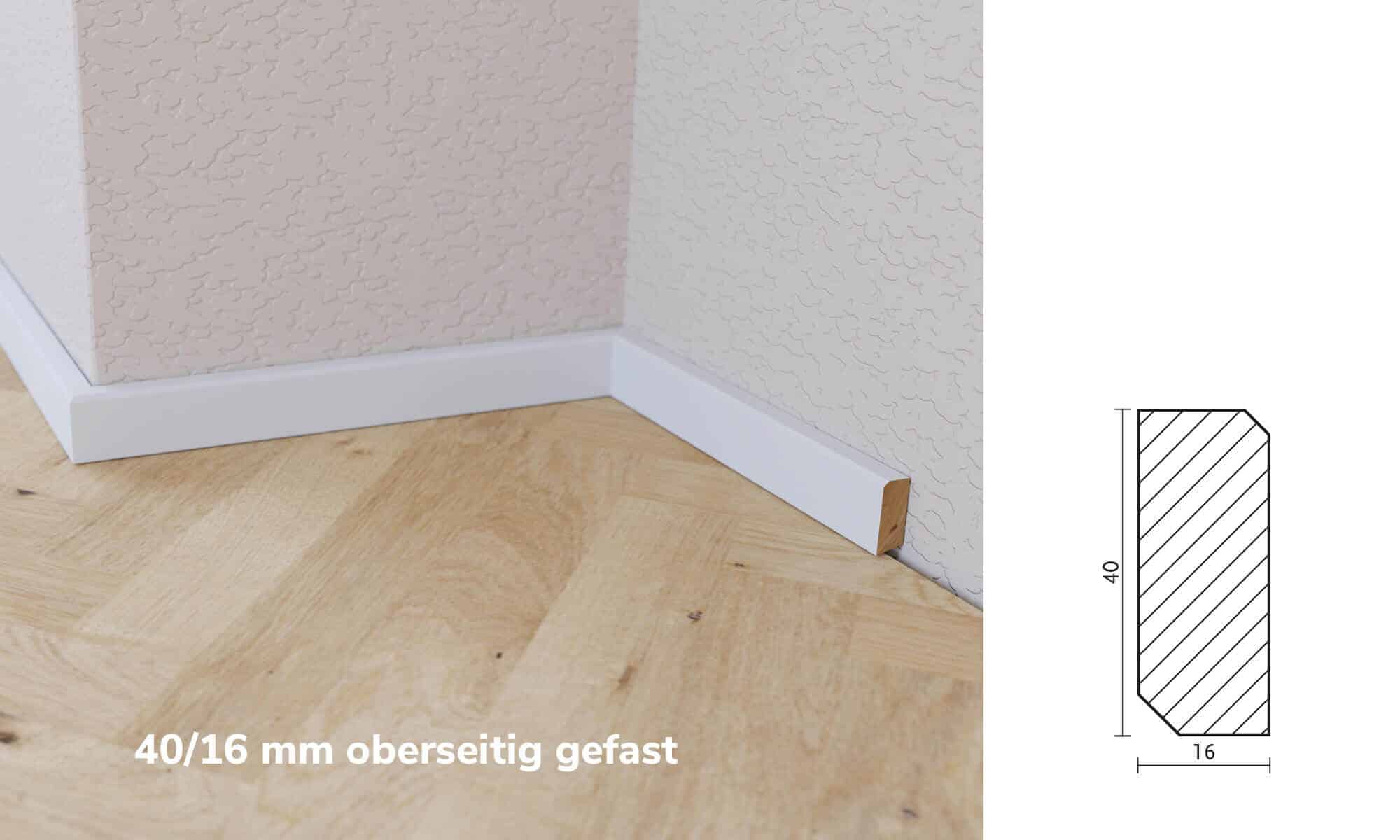 Raumbild weiße Leiste oberseitig gefast