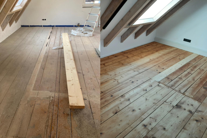 vor und nach dem Abschleifen