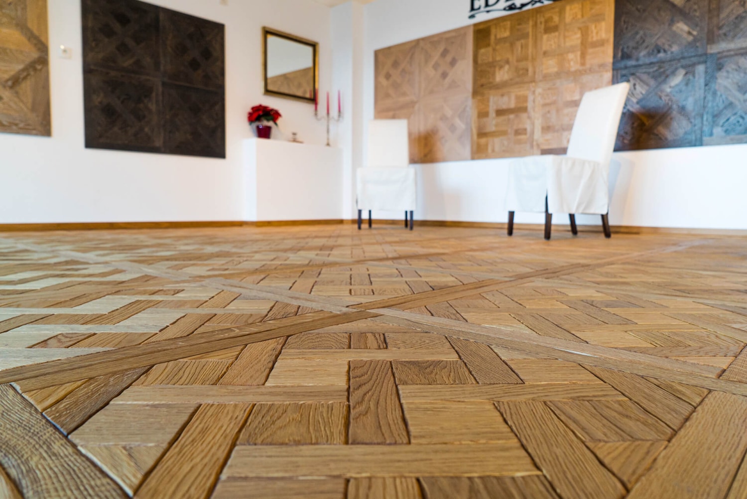 Flechtmuster Massivparkett in Münster