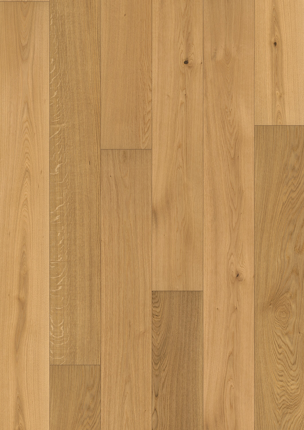 Detailansicht der strukturierten Landhausdiele in Eiche Natur mit ultramatter Supermatt Protect-Versiegelung – natürlich ausgewogenes Farbspiel