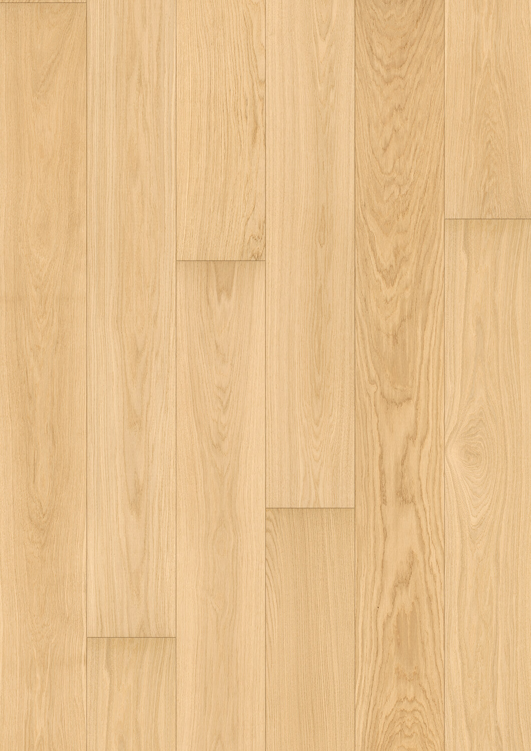 Flächenbild einer ruhigen Landhausdiele in Eiche, Sortierung Premium mit Supermatt Protect-Oberfläche – elegante und homogene Optik