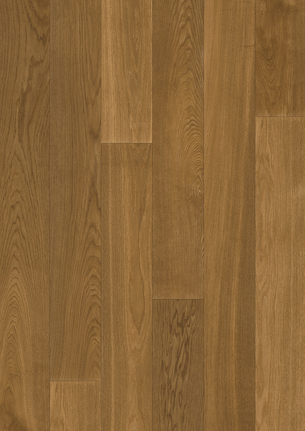 Flächenansicht einer edlen Landhausdiele in Eiche angeräuchert, Sortierung Premium – gleichmäßiges, dunkles Holzbild mit ultramatter Oberfläche