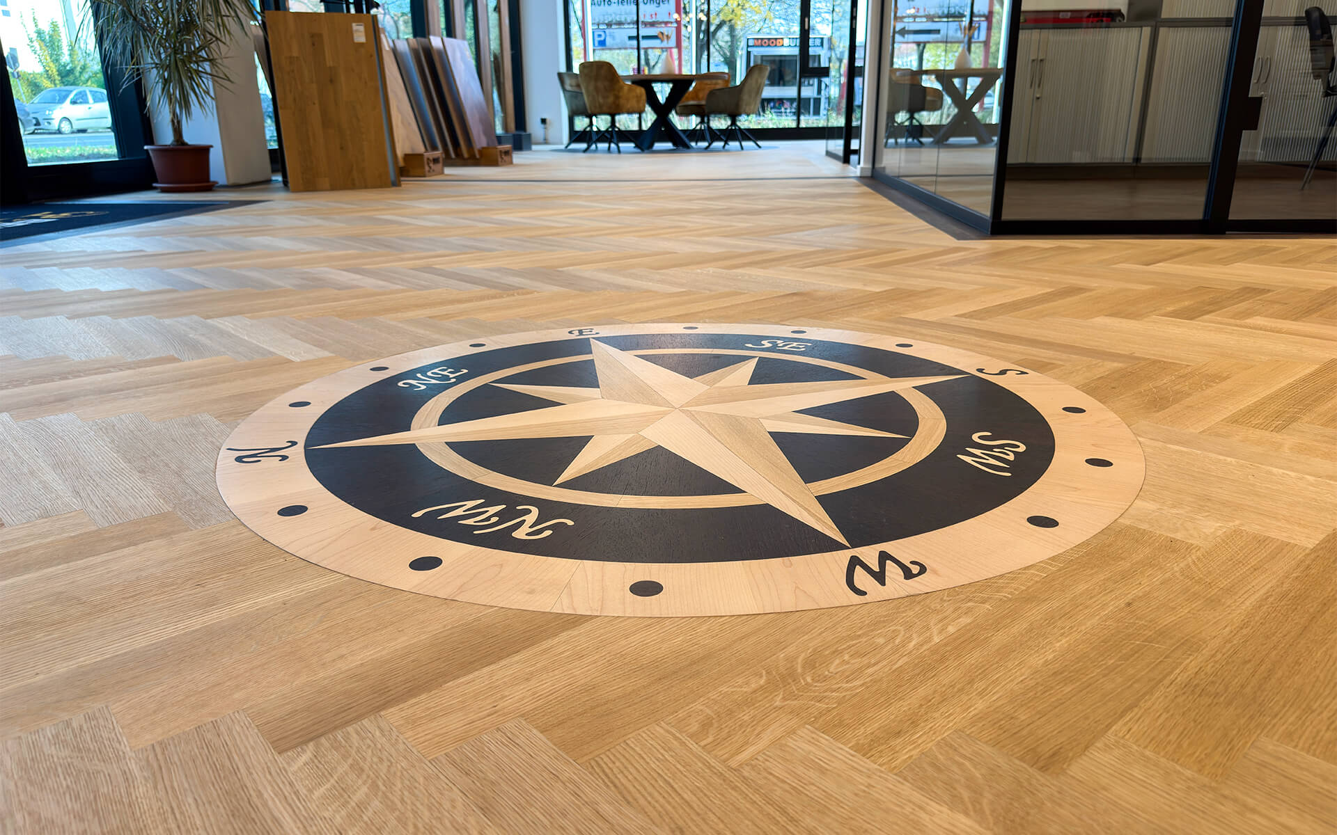 parkett-studio-bremen-4 Musterküche mit Parkettboden im modernen Showroom des Bembé Parkett Studios Bremen